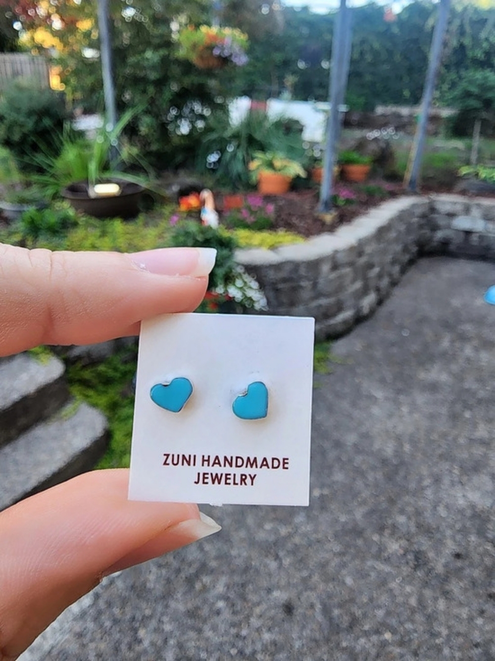 Zuni Handmade Turquoise Heart Stud NWT